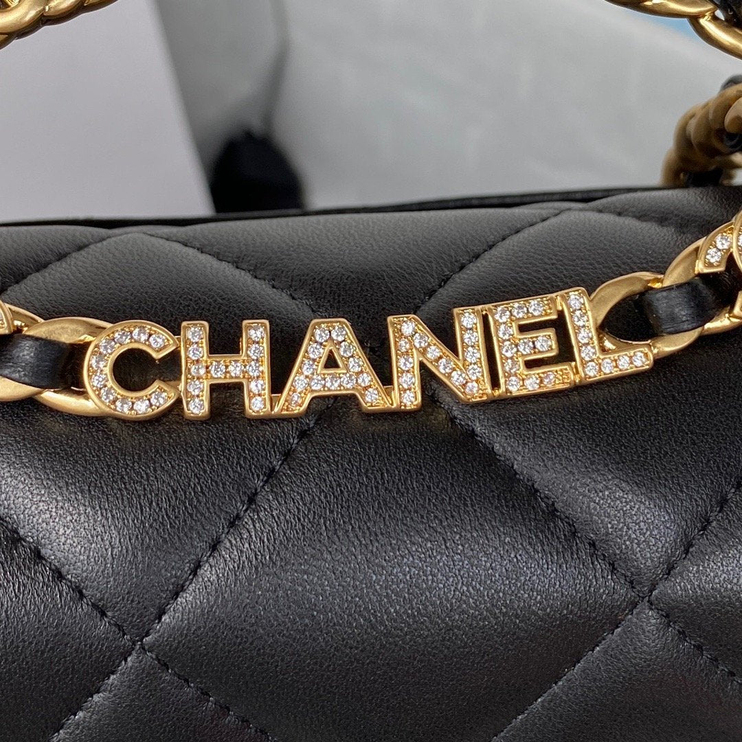 CHLSmall Flap Bag Gold Hardware Black For Women, Women’s Handbags, Shoulder Bags 7.9in/20cm AS3450