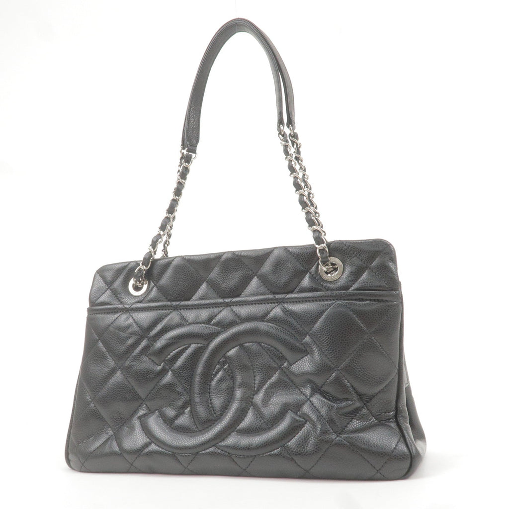 CHANEL Matelasse Caviar Skin Chain Tote Bag Black A67294