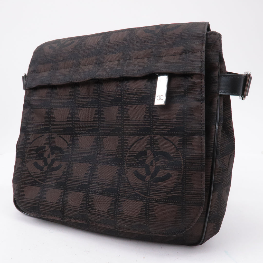 CHANEL New Travel Line Nylon Jacquard Leather Shoulder Bag A29347