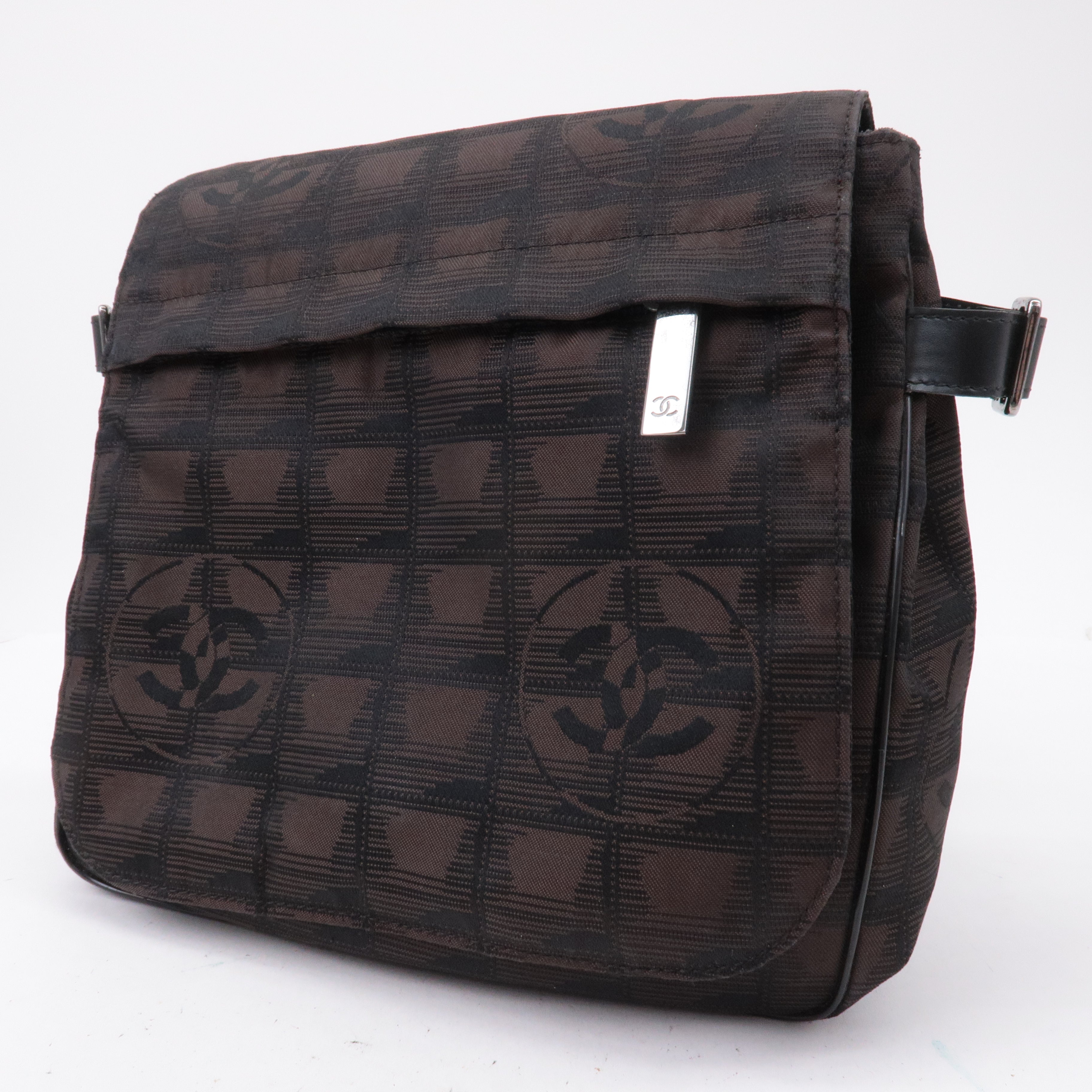CHANEL New Travel Line Nylon Jacquard Leather Shoulder Bag A29347