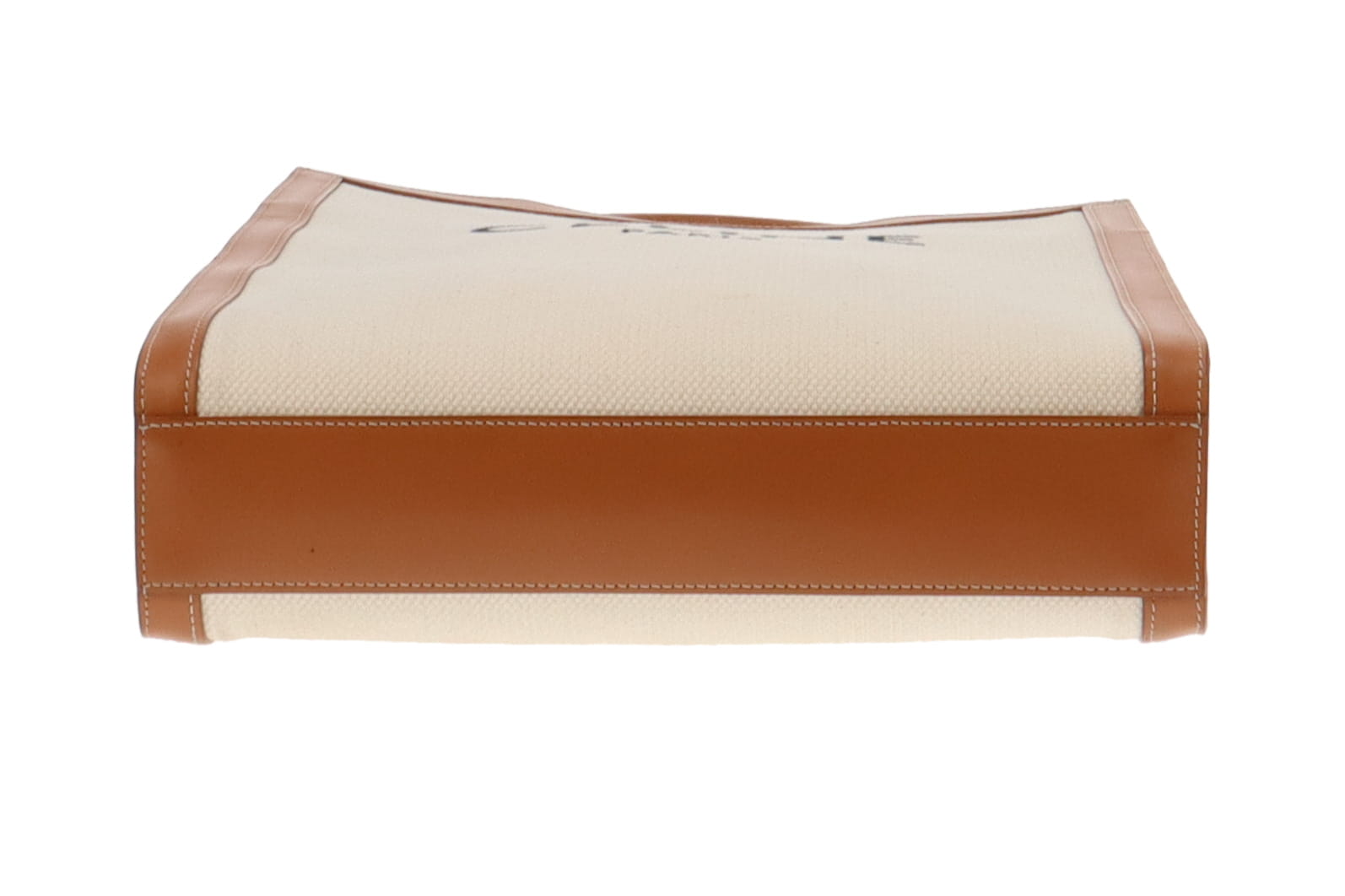 Celine Canvas and Tan Leather Vertical Cabas Tote With Strap