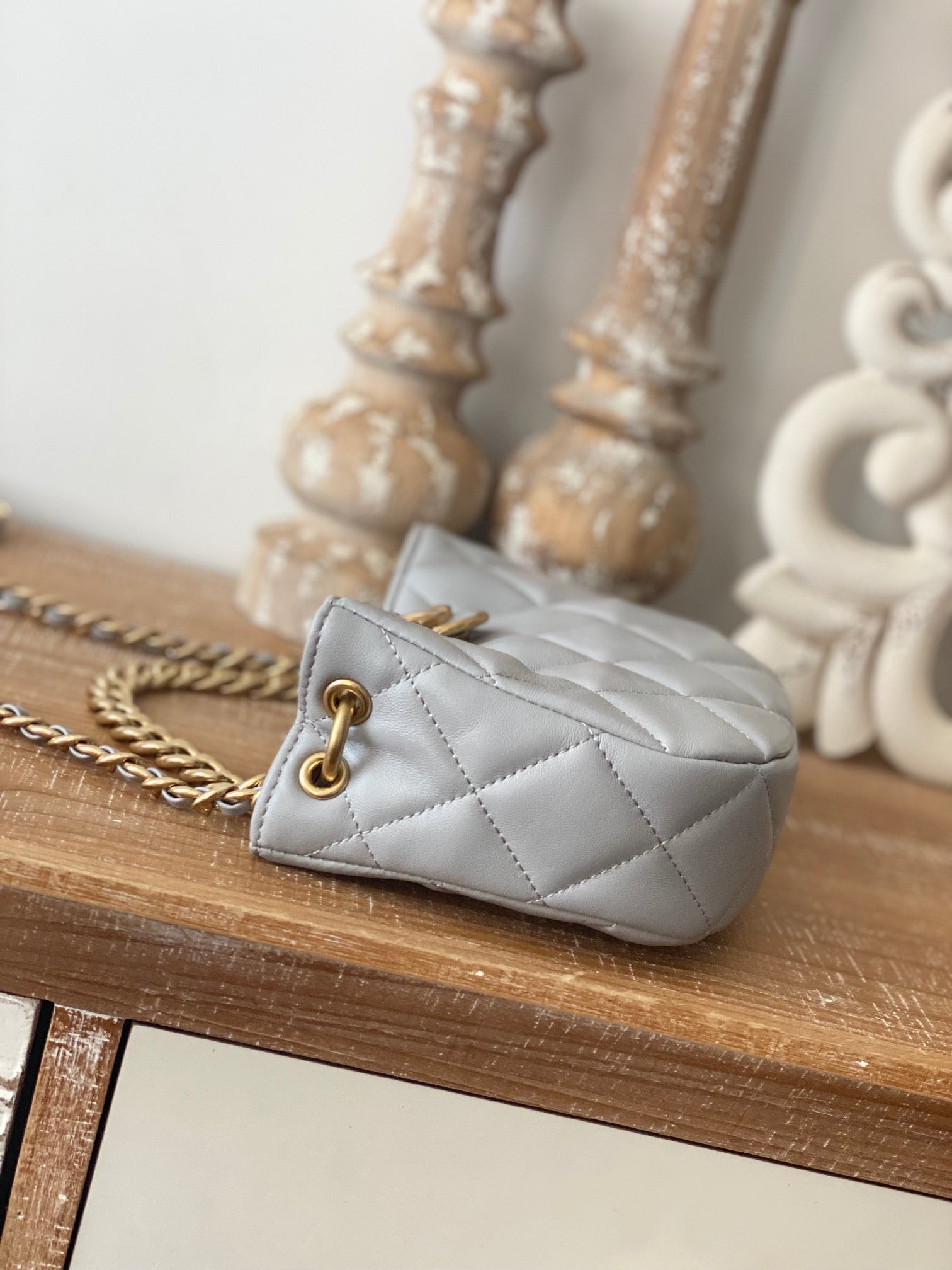 CHLSmall Hobo Bag Gold Hardware Grey For Women, Women’s Handbags, Shoulder Bags 7.5in/19cm