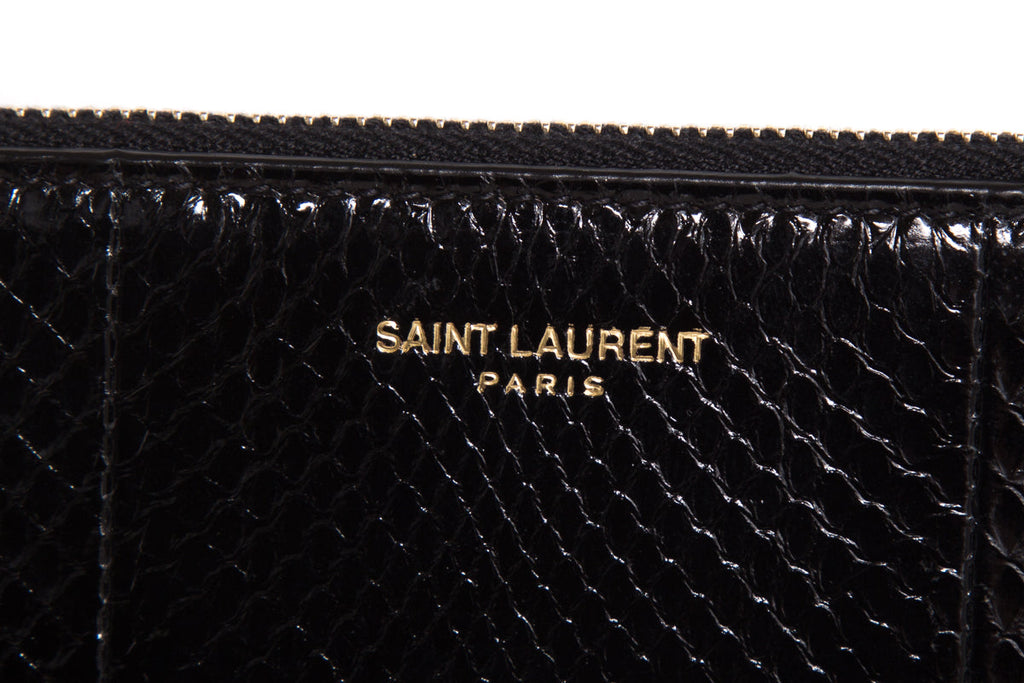 Saint Laurent Black Pouch with Gold Chain