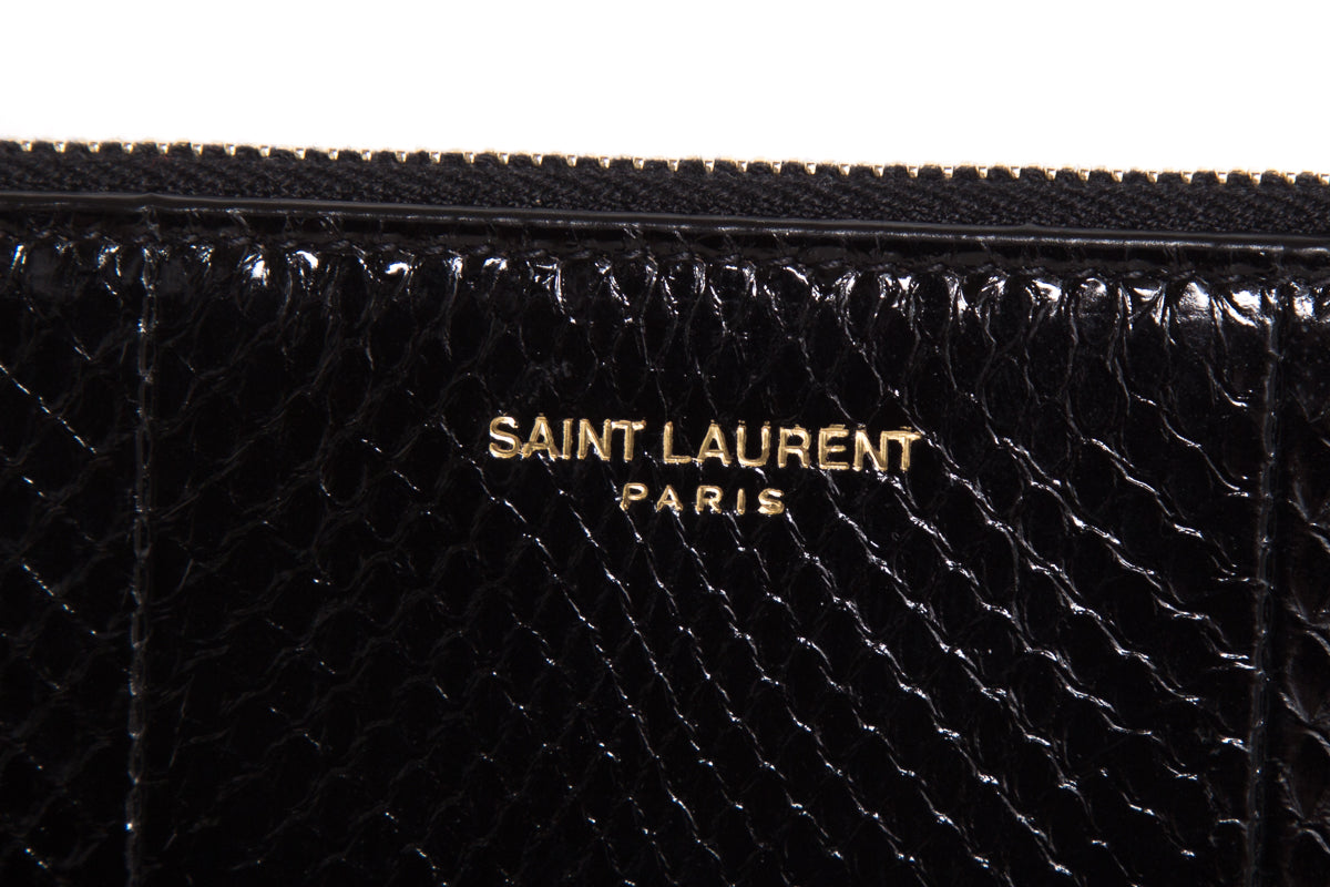 Saint Laurent Black Pouch with Gold Chain