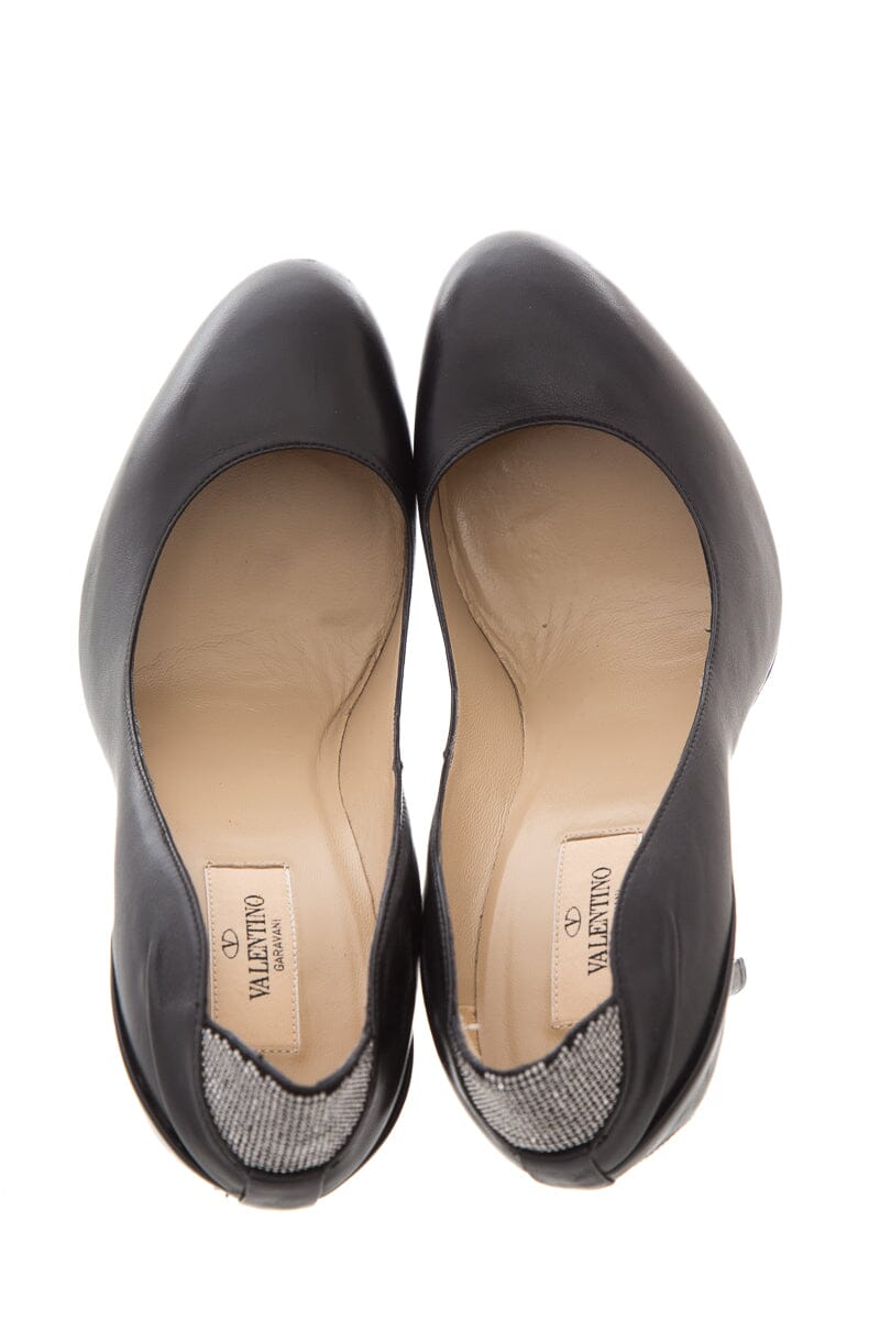 Valentino Black Bow Crystal Heel Pumps SZ 40