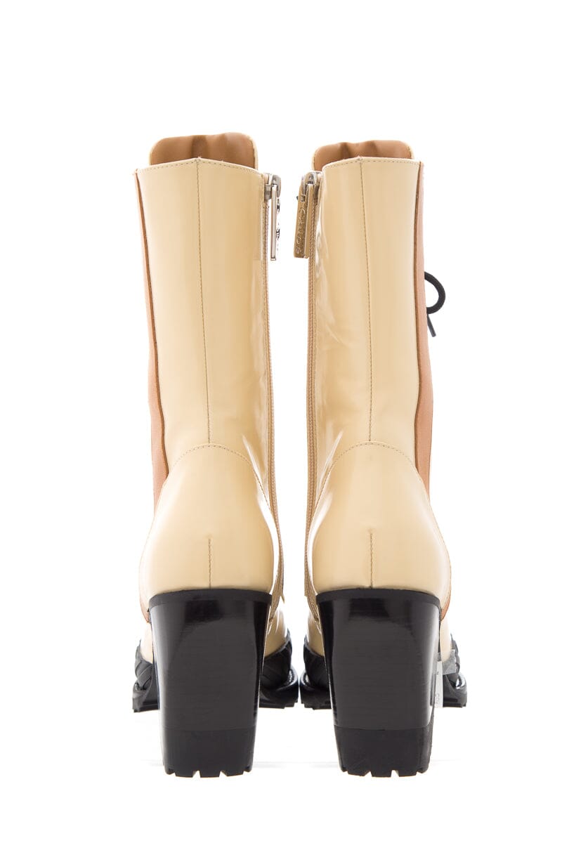 Chloe Rylee Cream Leather Lace Up Boots SZ 38