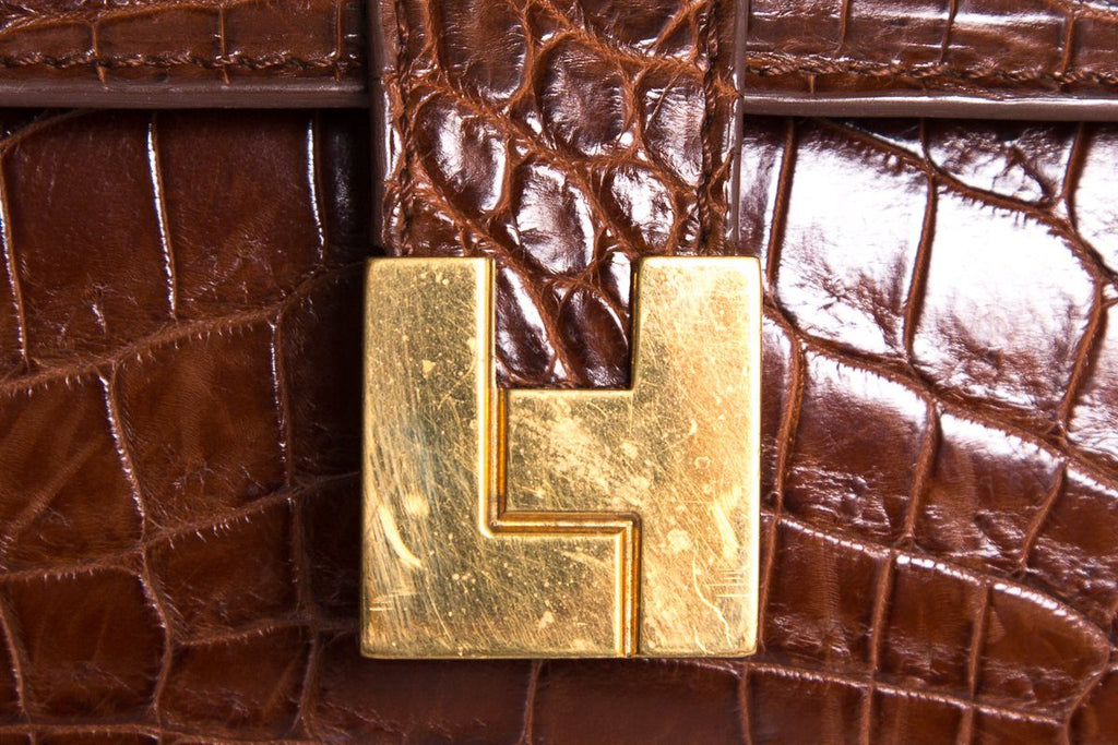Lambertson Truex Brown Alligator Shoulder Bag