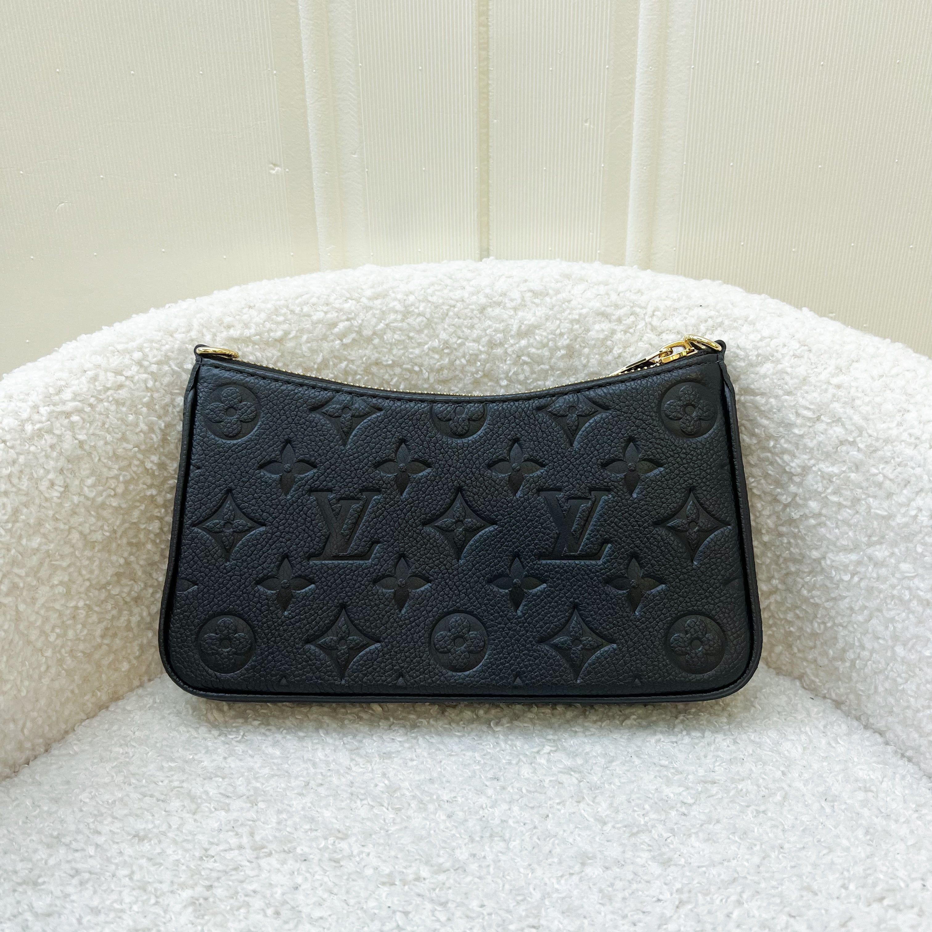LV Easy Pouch on Strap Bag in Black Monogram Empreinte Leather and GHW