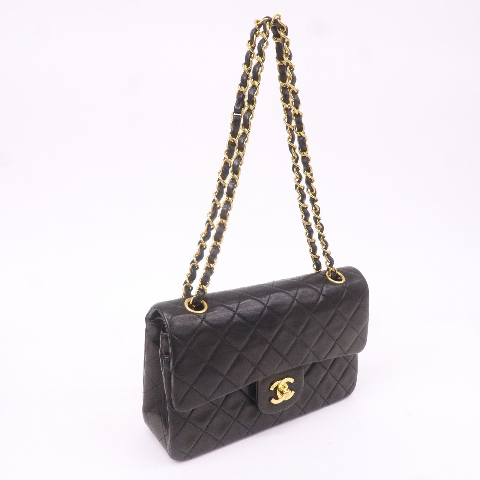 CHANEL Matelasse Lamb Skin 23 Double Flap Shoulder Bag A01113