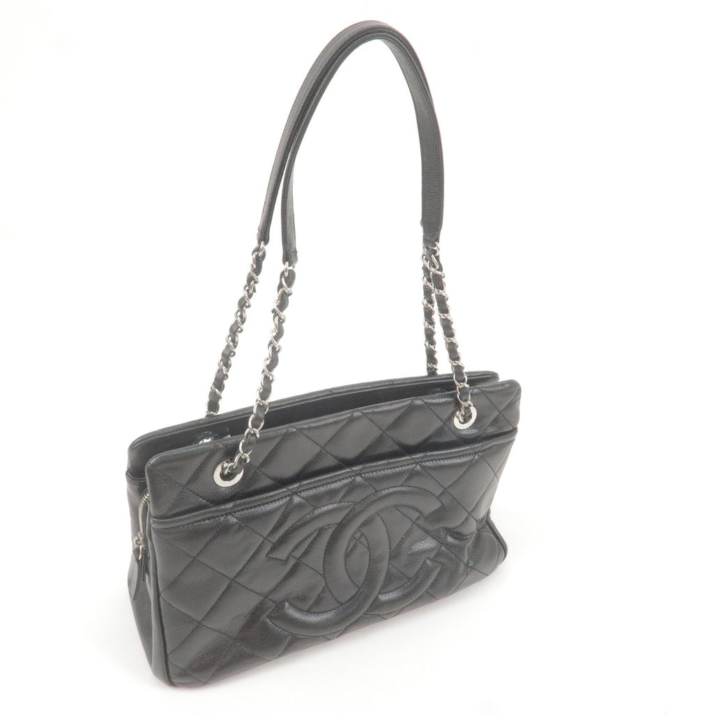 CHANEL Matelasse Caviar Skin Chain Tote Bag Black A67294