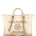 CHANEL Deauville NM Tote Square Stitched Canvas Medium