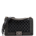 CHANEL Chained Boy Flap Bag Quilted Glazed Calfskin Old Medium
