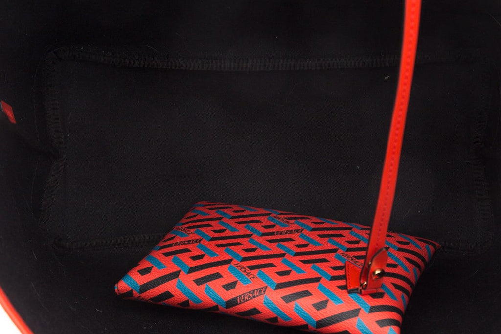 Versace La Greca Monogram Red Tote