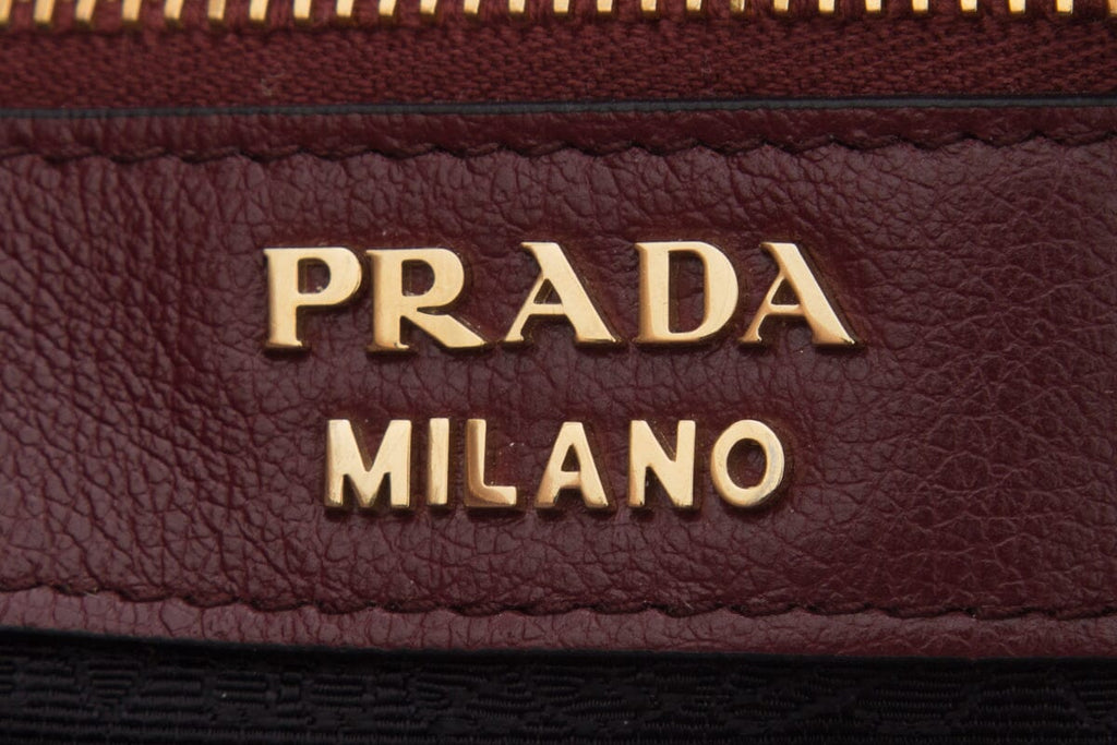 Prada Burgundy Argilla Leather Small Tote
