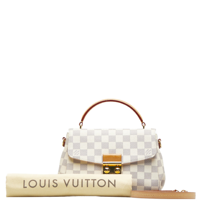 Louis Vuitton Damier Azur Handbag Shoulder Bag 2WAY N41581 White PVC Leather  Louis Vuitton