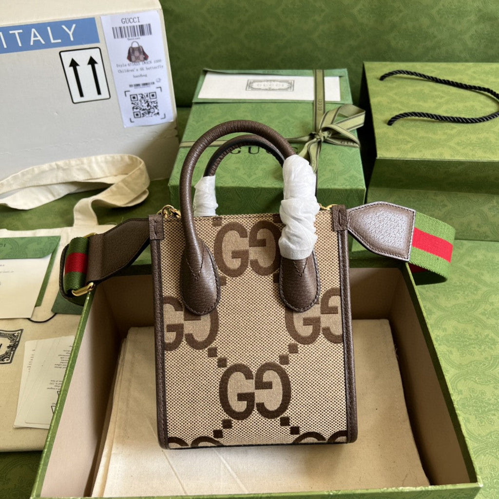 Glami Jumbo Glami Mini Tote Bag Camel And Ebony Jumbo Canvas For Women  8in/20cm 699406 UKMGLAMI 2570