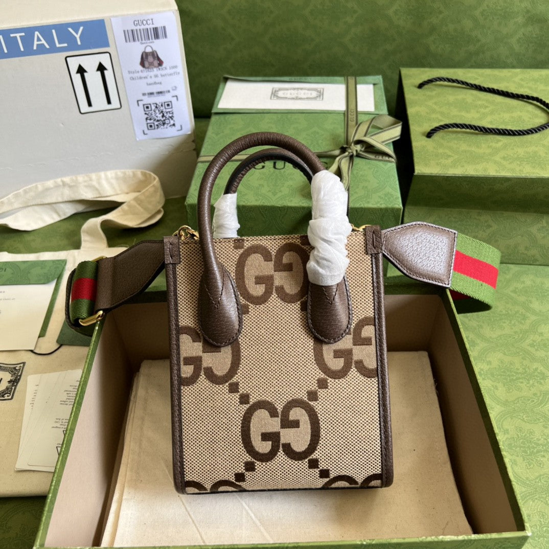 Glami Jumbo Glami Mini Tote Bag Camel And Ebony Jumbo Canvas For Women  8in/20cm 699406 UKMGLAMI 2570