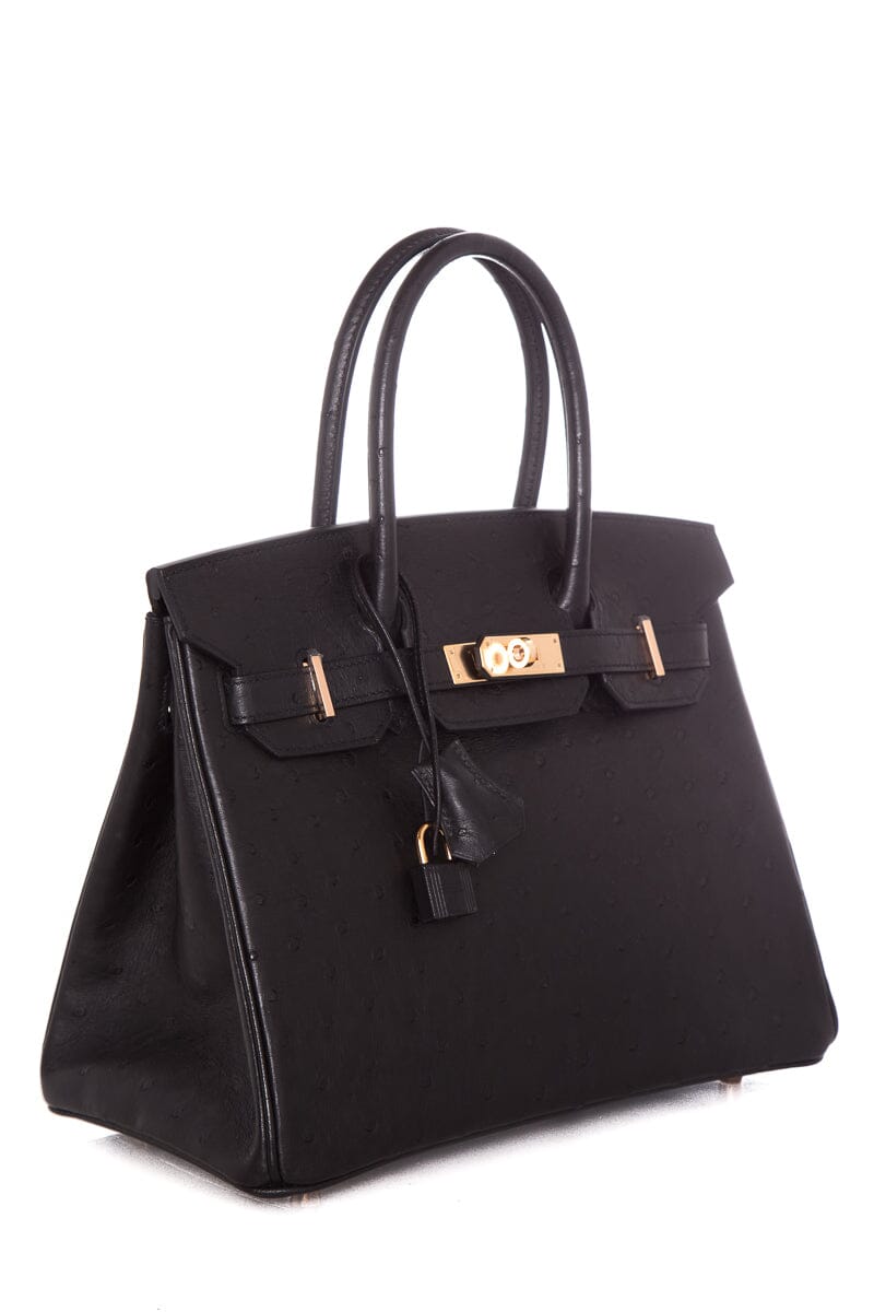 HermÃƒÆ’Ã‚Â¨s 2021 Black Ostrich Rose Gold HW Birkin 30cm