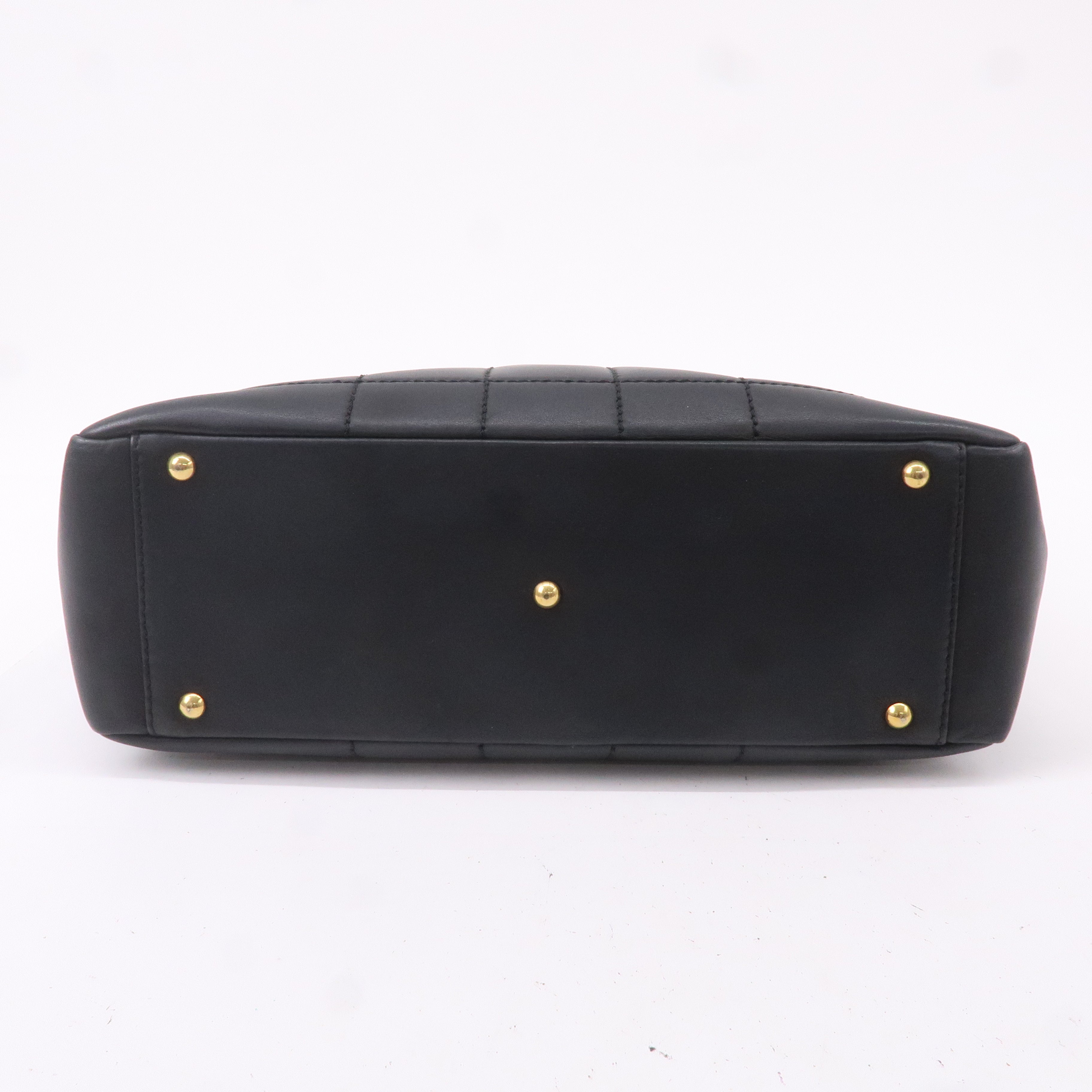 CHANEL Chocolate Bar Lamb Skin Chain Tote Bag Black A17859