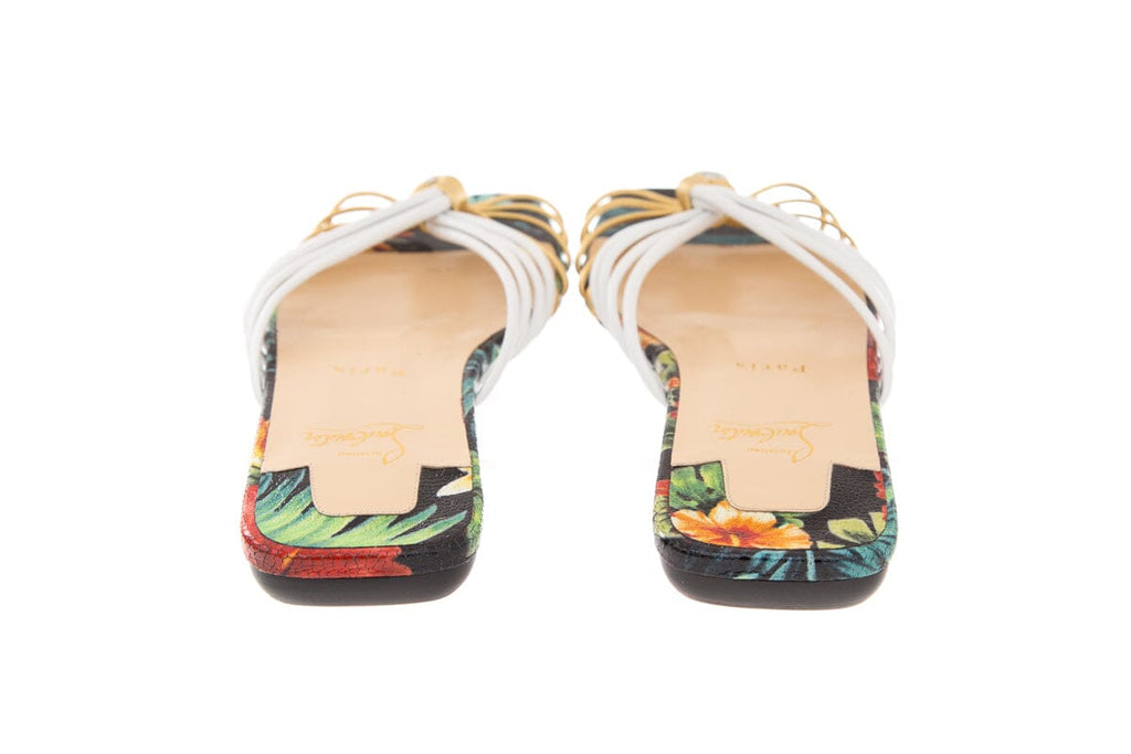 Christian Louboutin Floral Flat Slip On Sandal SZ 39