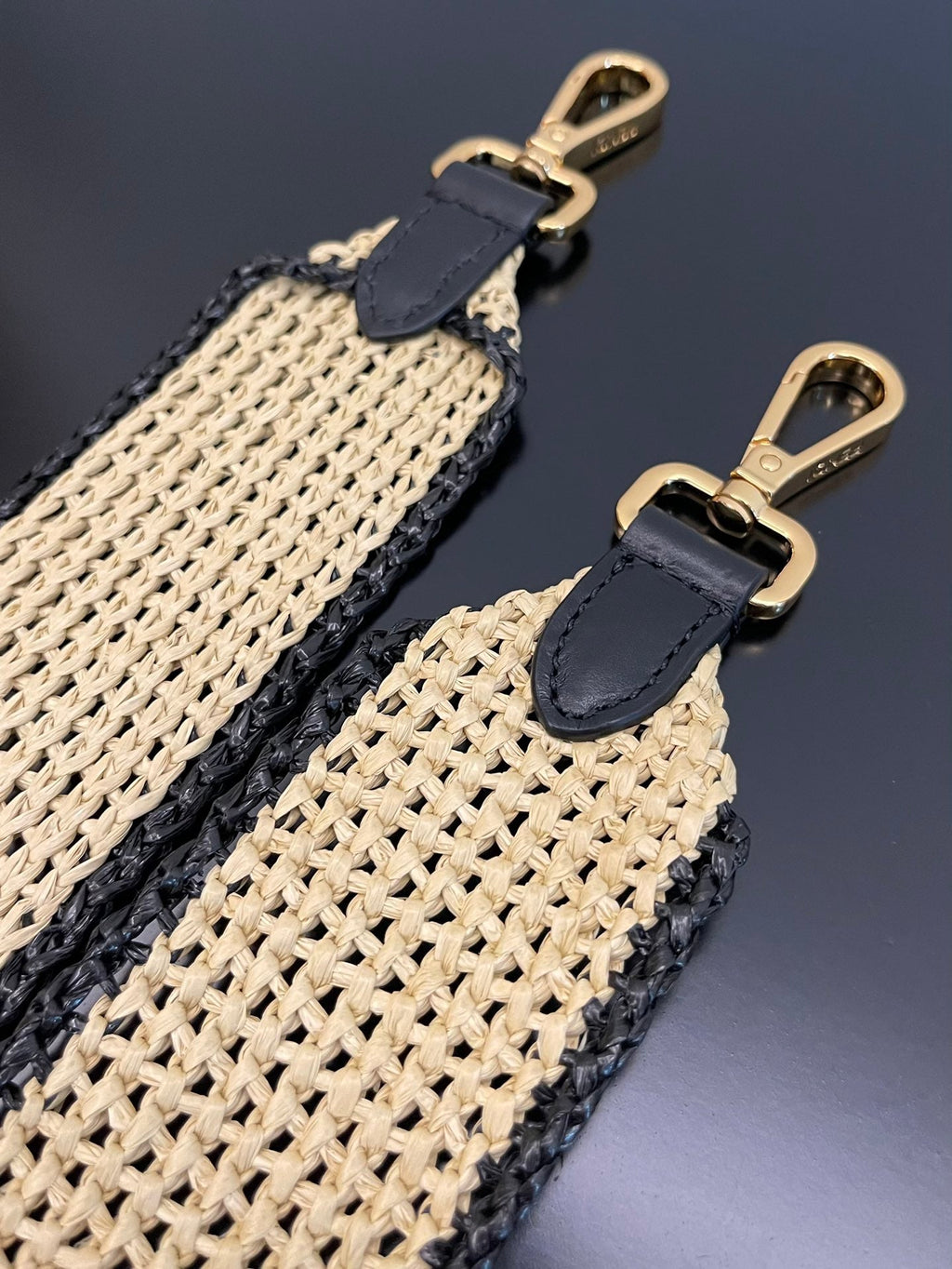 FI Sunshine MeGLAMIum Beige and Black straw shopper Bag For Woman 31cm/12in 8BH386AKRPF1CBX