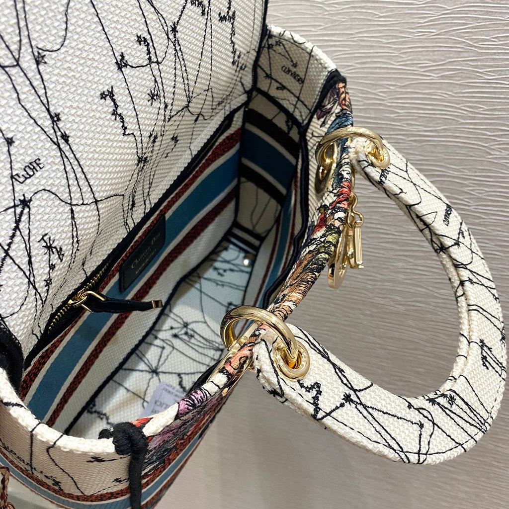 GLAMI MeGLAMIum Lady D-Lite Bag Latte Multicolor Constellation Embroidery, Latte Handbags, Crossbody Bags, 24cm CD M0565ORHP_M941