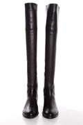 Stuart Weitzman Black Nappa Leather Round Toe Boots SZ 7