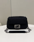 FI Baguette Chain MiGLAMI Black FF Fabric Bag For Woman 14.5cm/6in