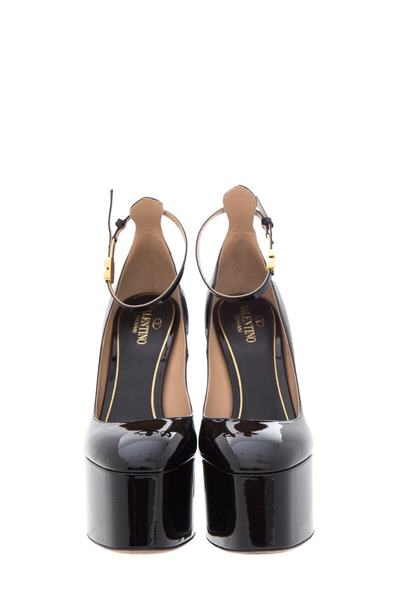 Valentino Garavani Black Patent Leather Platform Heels SZ 38.5