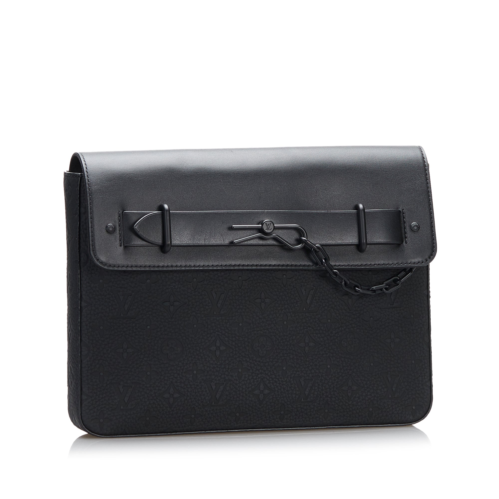 Black Louis Vuitton Monogram Taurillon Pochette Steamer Clutch Bag