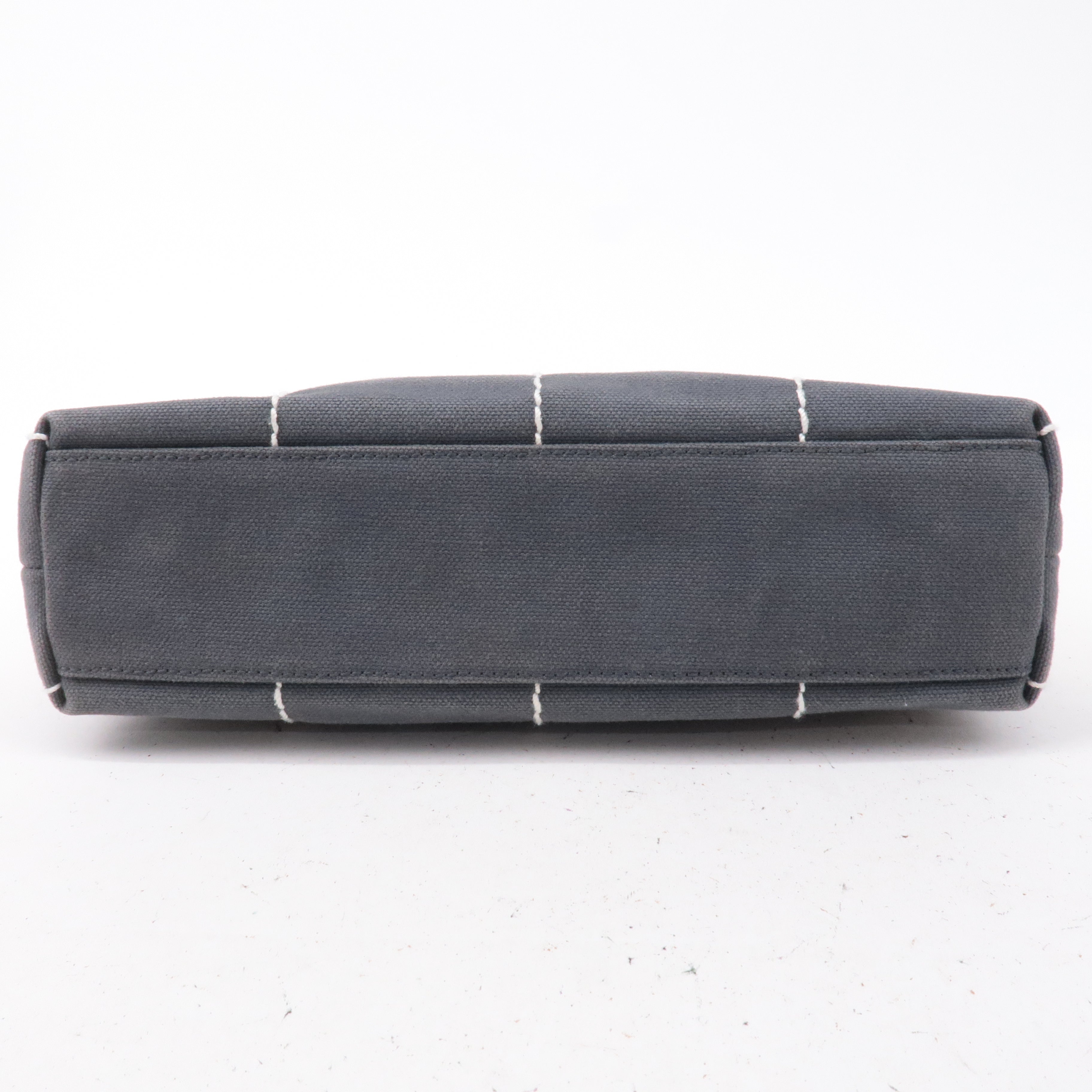 CHANEL Chocolate Bar Wild Stitch Canvas Hand Bag Gray