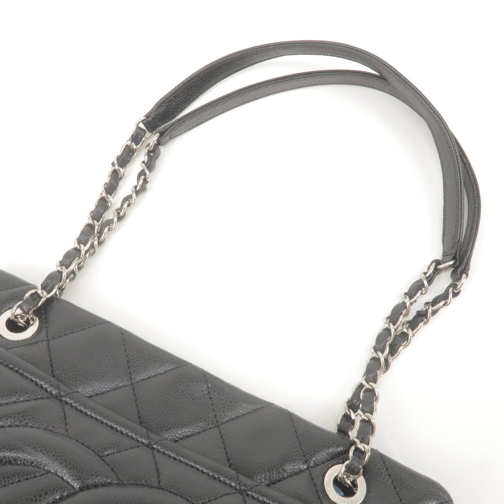 CHANEL Matelasse Caviar Skin Chain Tote Bag Black A67294