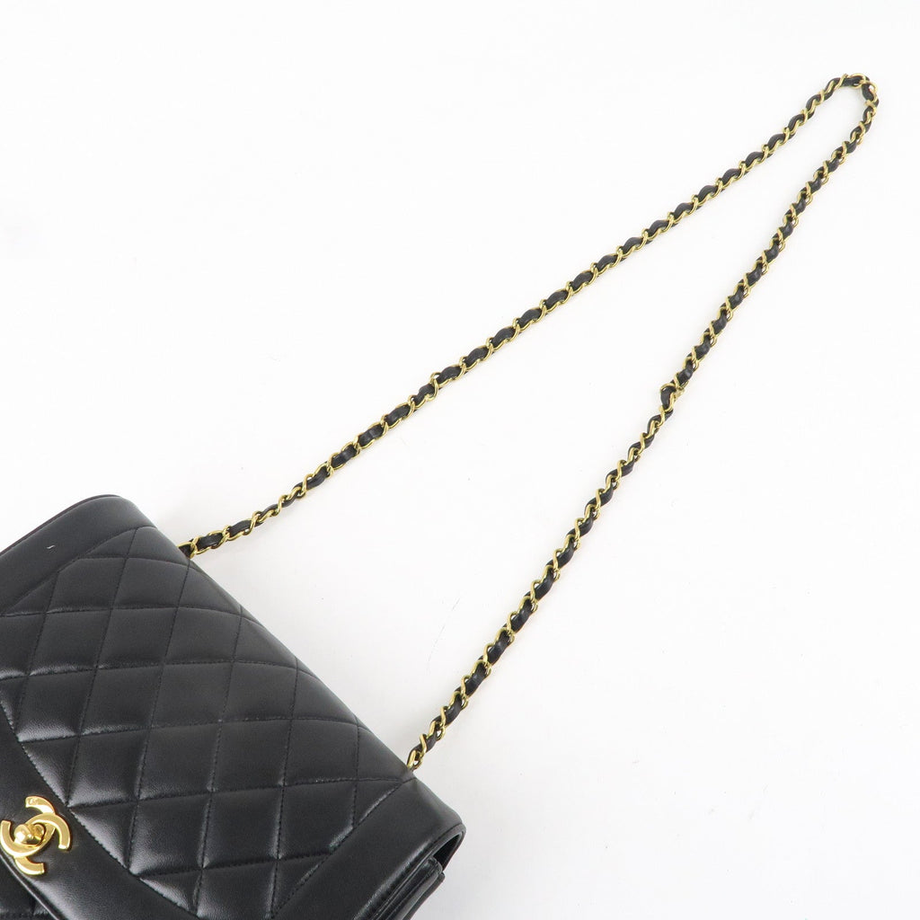 CHANEL Matelasse Lambskin Diana Chain Shoulder Bag Black A01165