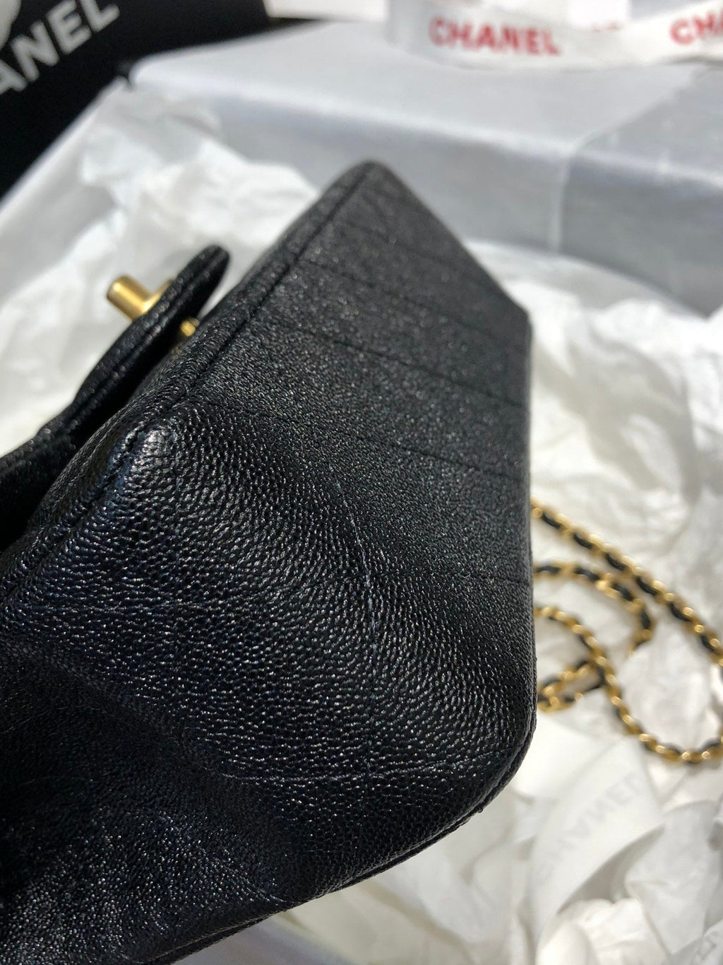 CHLMini Flap Bag With Top Handle Black For Women 7.8in/20cm