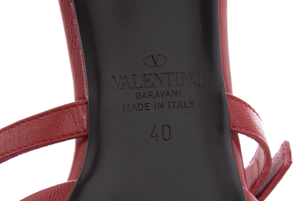 Valentino Red Leather Kitten Heels SZ 40