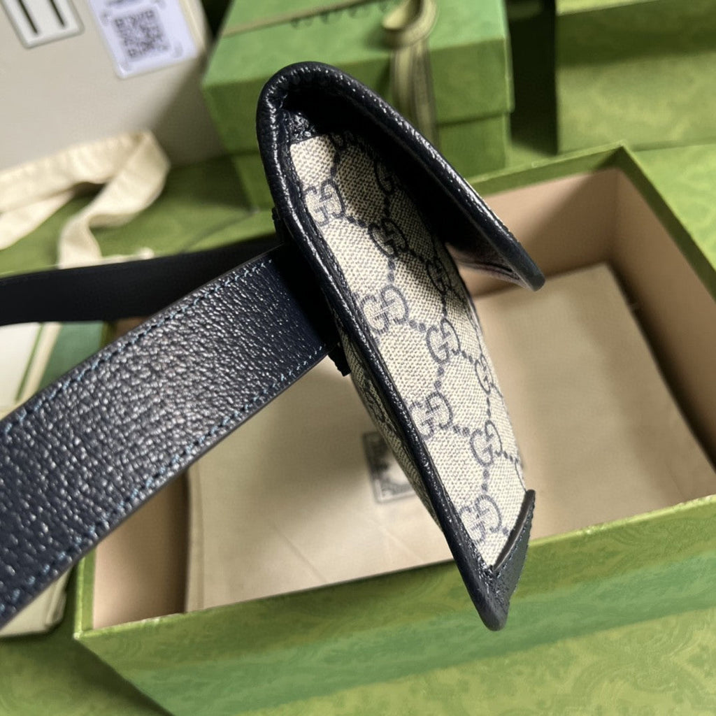Glami OphiGLAMIa Belt Bag Beige And Blue Glami Supreme Canvas For Men 9in/22cm Glami 674081 96IWN 4076