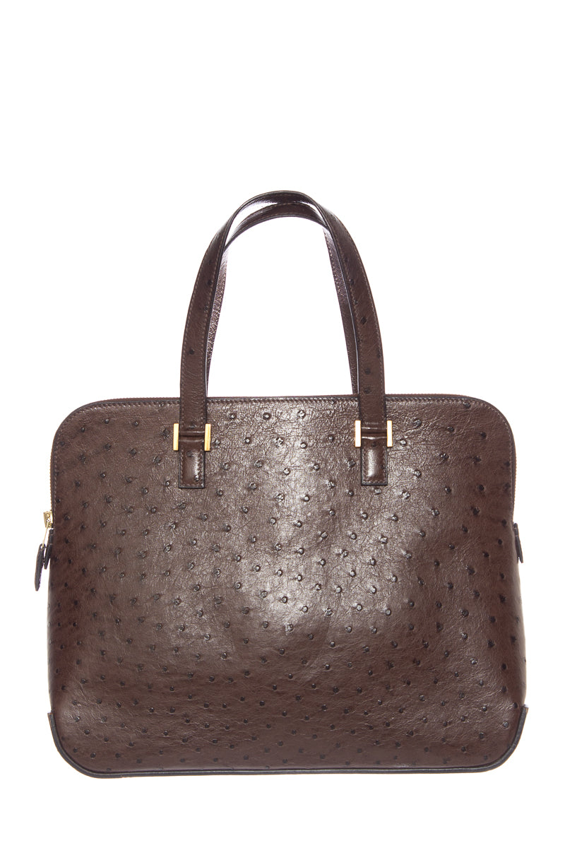 HermÃƒÆ’Ã‚Â¨s Brown Ostrich Escapade Handbag
