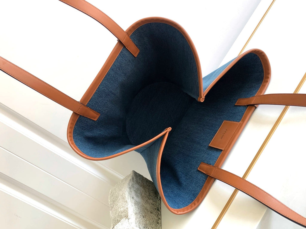 GLAMI Large Couffin In Denim With GLAMI Paris Navy / Tan For Women 26in/67cm 196262EF6.07AT