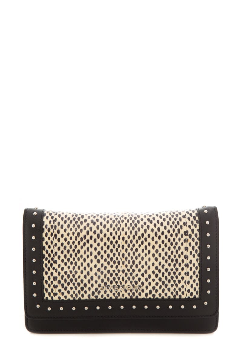 Givenchy Black & Cream Spotted Snake Skin Leather Studded Cross-Body