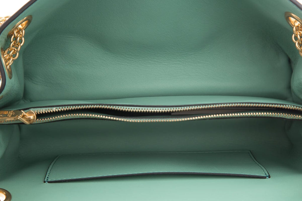 Valentino Stut Sign Shoulder Handbag in Mint Lambskin Leather