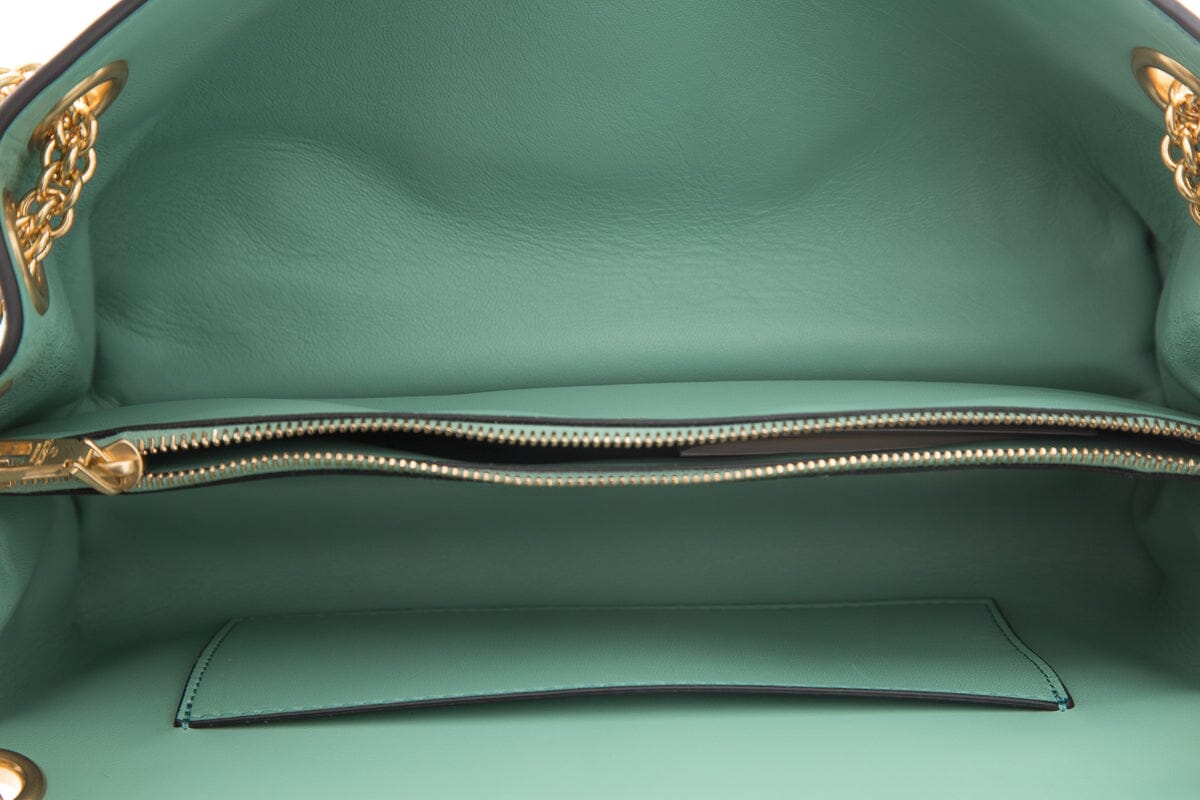 Valentino Stut Sign Shoulder Handbag in Mint Lambskin Leather