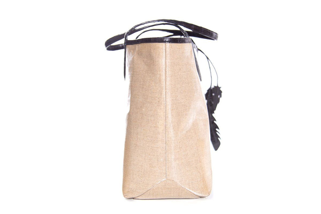 Nancy Gonzalez Crocodile-Accented Coated Canvas Tote