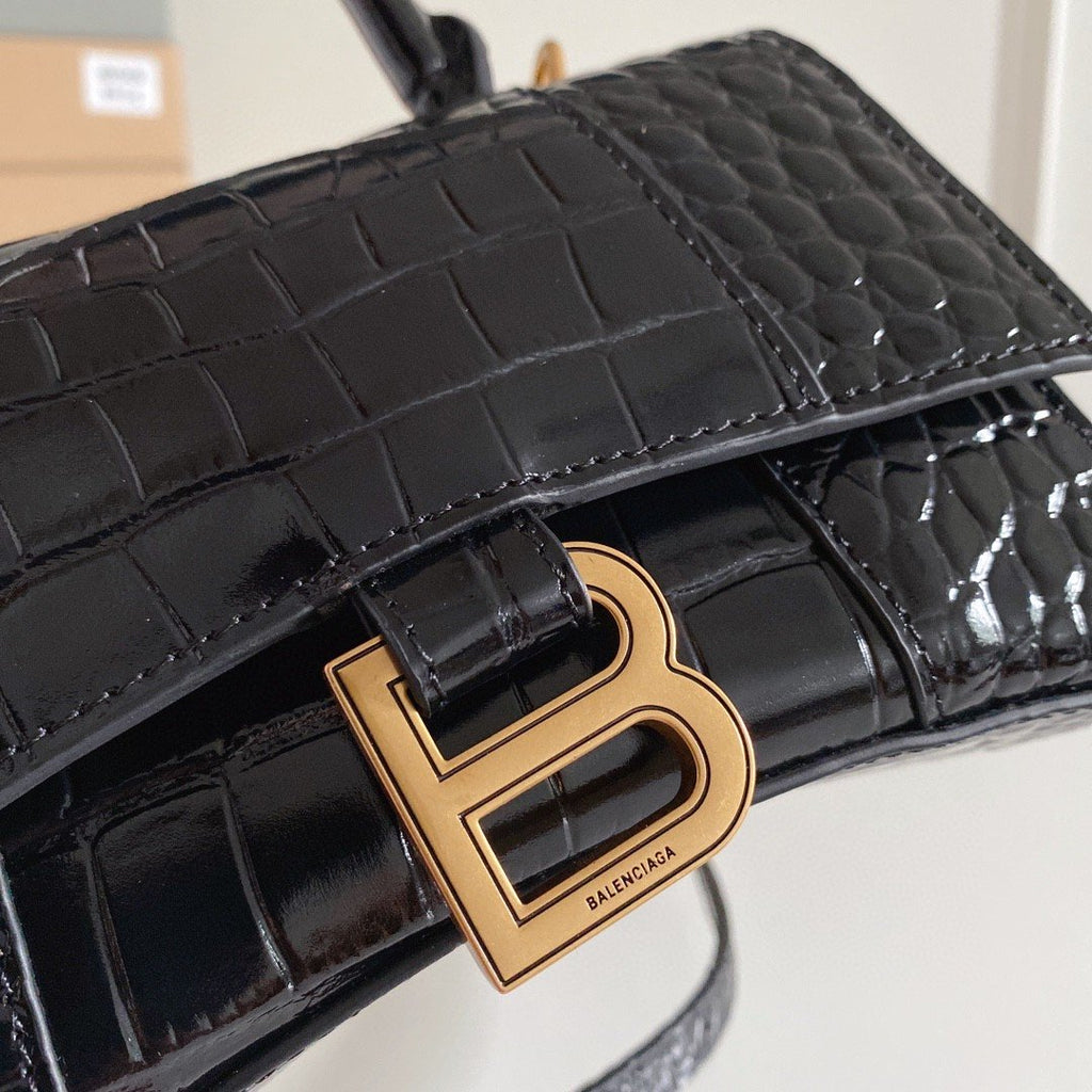 Balen Hourglass XS Handbag In Black, For Women, WomenÃƒÂ¢Ã¢â€šÂ¬Ã¢â€žÂ¢s Bags 7.4in/19cm