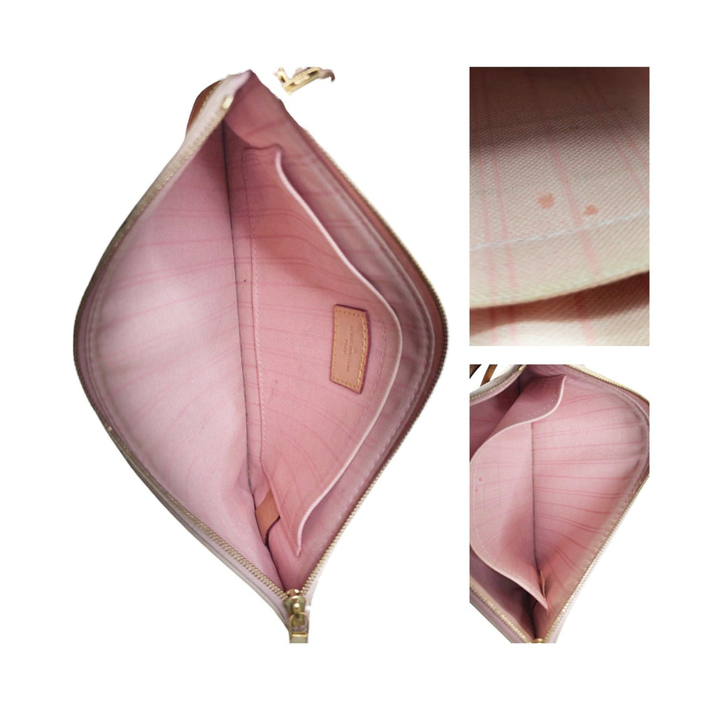 Louis Vuitton Damier Azur Pochette Wristlet Rose Ballerine