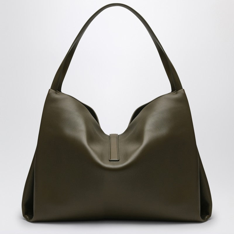 Ferragamo Large Olive Green Leather Tote Bag Women