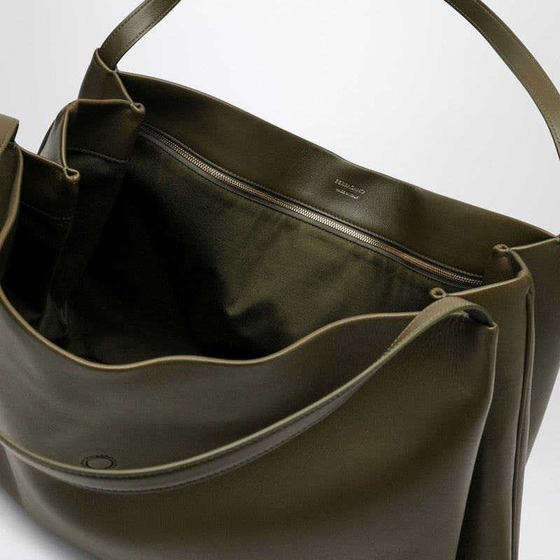 Ferragamo Large Olive Green Leather Tote Bag Women