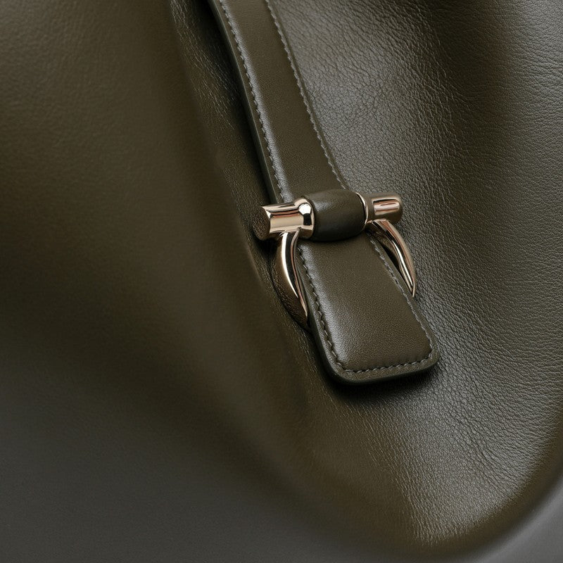 Ferragamo Large Olive Green Leather Tote Bag Women