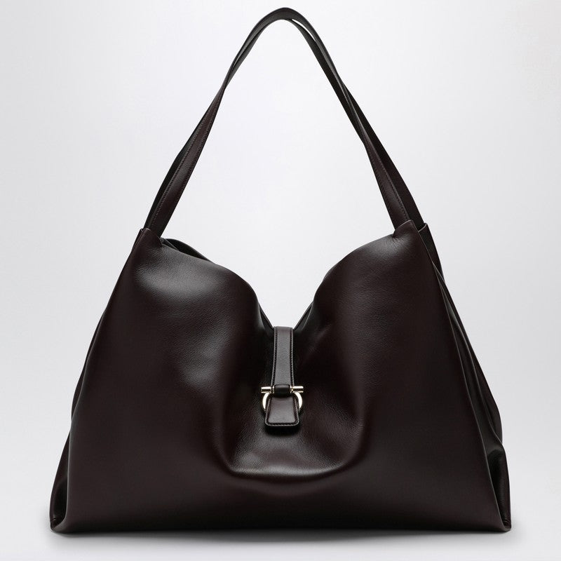 Ferragamo Large Burgundy Leather Tote Bag Women