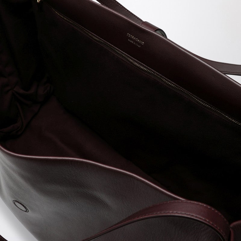 Ferragamo Large Burgundy Leather Tote Bag Women