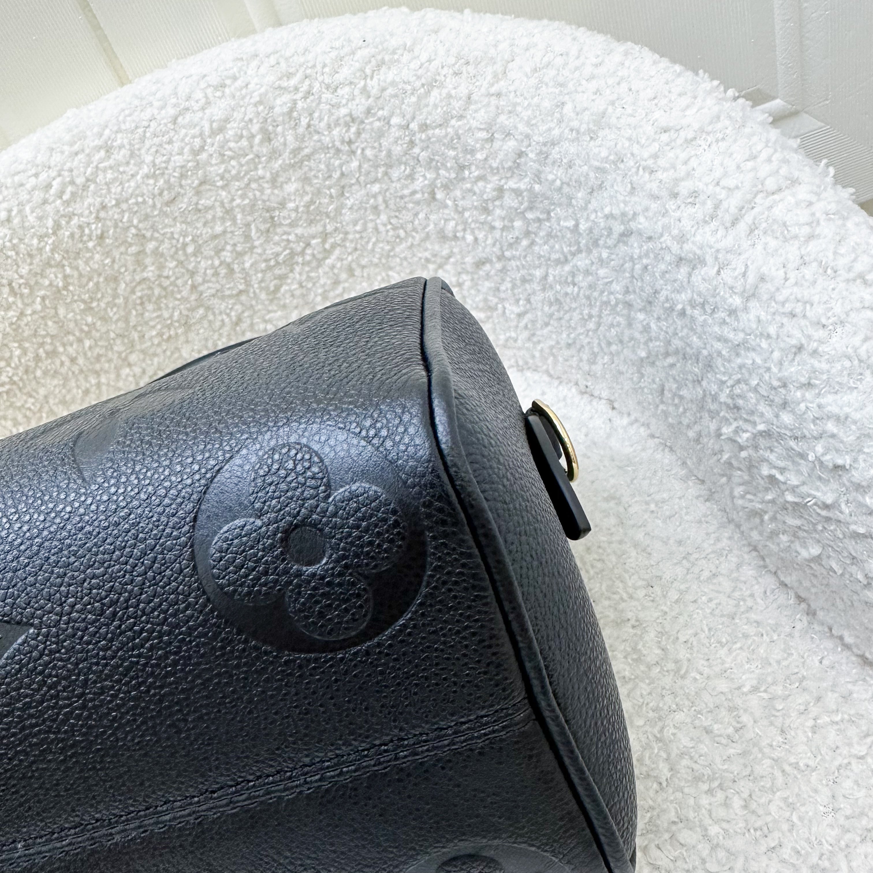LV Speedy Bandouliere 20 in Black Giant Monogram Empreinte Leather and GHW